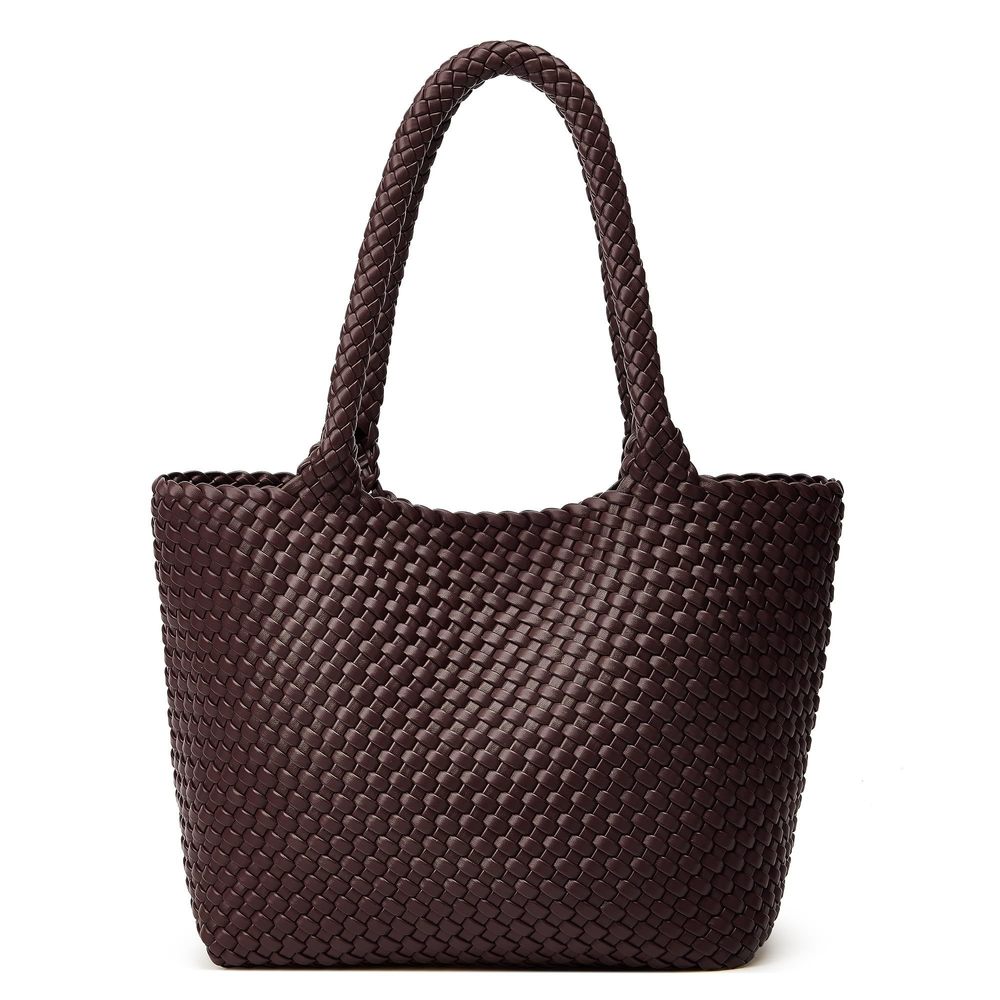 Woven Tote Bag Purse Vegan Leather Shoulder Handbags - Fashion :<